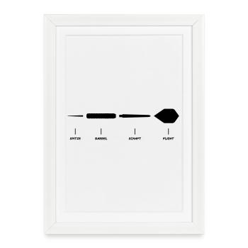 Explication de la fléchette Anatomie Conception de la fléchette - Affiche encadrée (27 × 37 cm) - blanc - Devant