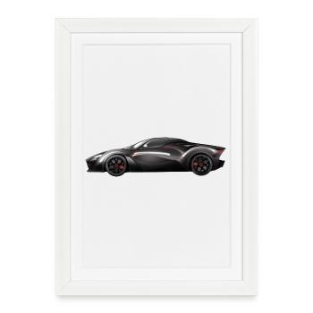 Design de supercar noir brillant - Affiche encadrée (27 × 37 cm) - blanc - Devant