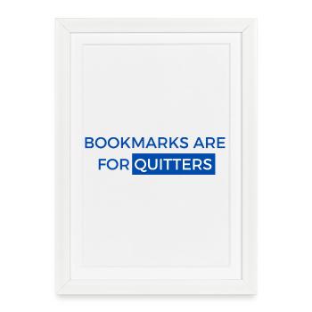Les marque-pages, c’est pour les affiches ! Conception de livres - Affiche encadrée (27 × 37 cm) - blanc - Devant