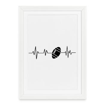 Battement de cœur rugby - Affiche encadrée (27 × 37 cm) - blanc - Devant