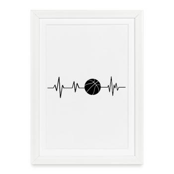 Heartbeat basketball - Framed poster (27 × 37 cm) - white - Front