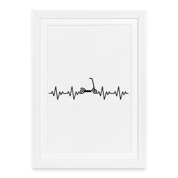 Trottinette Trottinette ECG Battement cardiaque Fréquence cardiaque - Affiche encadrée (27 × 37 cm) - blanc - Devant