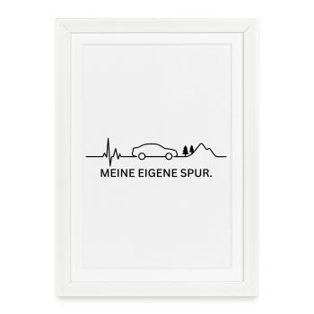 MEINE EIGENE SPUR (Herzschlag - Farbe anpassbar) - Gerahmtes Poster (27 × 37 cm) - Weiß - Vorne