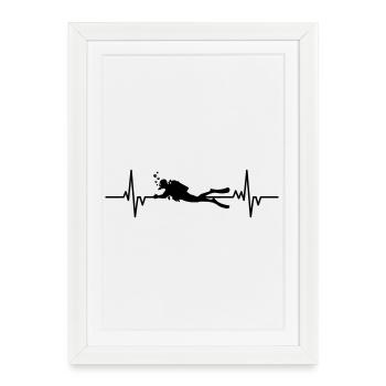 Plongeur - Battement de cœur - Affiche encadrée (27 × 37 cm) - blanc - Devant