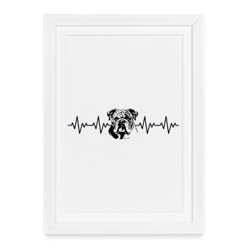 Bulldog ECG Heartbeat - Framed poster (27 × 37 cm) - white - Front