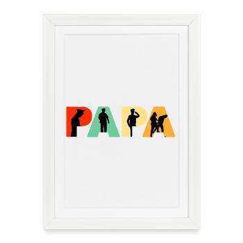 Papa Police Officer Law Enforcement Silhouette - Framed poster (27 × 37 cm) - white - Front