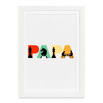 Chess Papa Retro Board Game Strategy Chess Dad - Framed poster (27 × 37 cm) - white - Front
