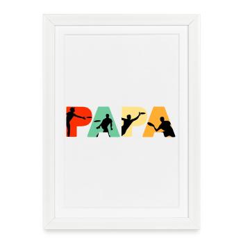 Papa Frisbee Player Ultimate Flying Disc Dad - Affiche encadrée (27 × 37 cm) - blanc - Devant