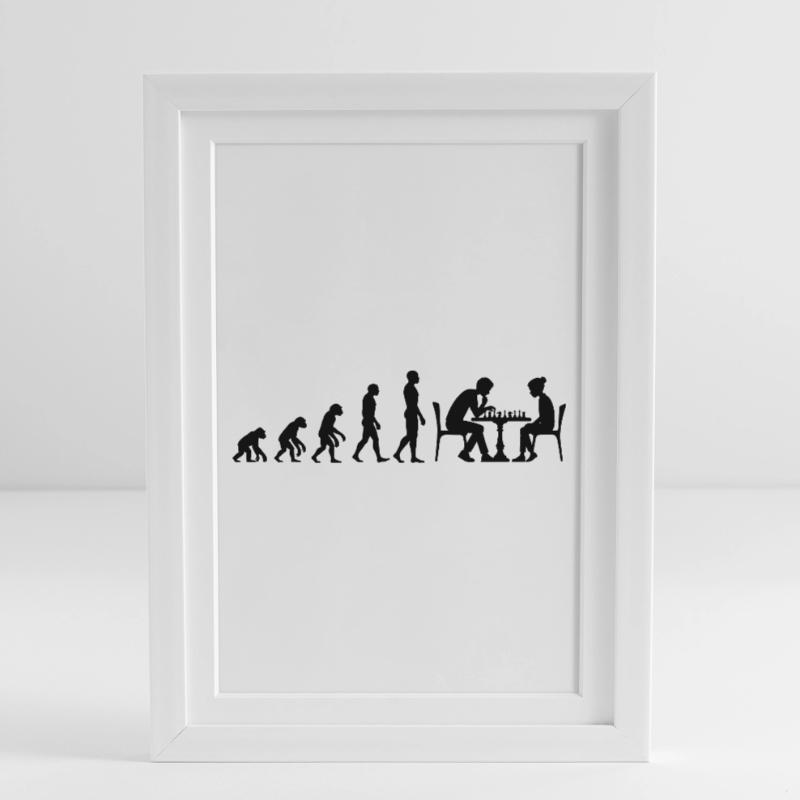 EVOLUTION TO CHESS MASTER – MATE! CHESSLOVER Framed poster (27 × 37 cm)