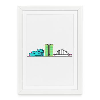 Bilbao City Skyline Guggenheim Modern Line Art - Framed poster (27 × 37 cm) - white - Front