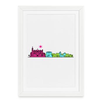 Palma de Mallorca City Skyline Cathedral Line Art - Framed poster (27 × 37 cm) - white - Front