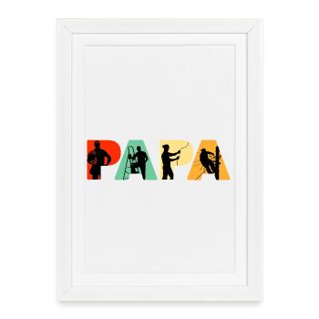 Papa Electrician Sparky Retro Silhouette - Framed poster (27 × 37 cm) - white - Front