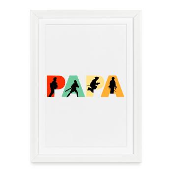 Papa Firefighter Retro Fireman Hero Dad - Framed poster (27 × 37 cm) - white - Front