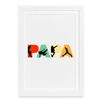 Papa de parkour Papa drôle et rétro qui fait du running libre - Affiche encadrée (27 × 37 cm) - blanc - Devant