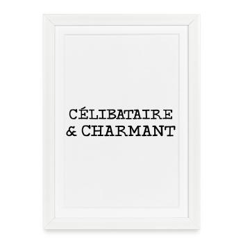 Célibataire et Charmant  - Affiche encadrée (27 × 37 cm) - blanc - Devant