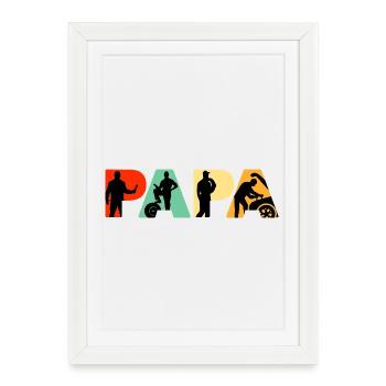 Mécanicien Papa Réparation Automobile Professionnelle Père Don - Affiche encadrée (27 × 37 cm) - blanc - Devant