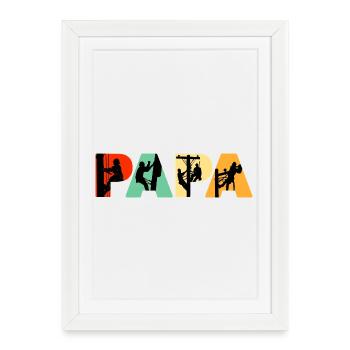 Papa Lineman Retro Silhouette Typography - Framed poster (27 × 37 cm) - white - Front