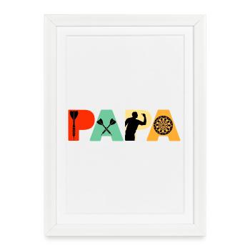 Typographie rétro vintage de coucher de soleil Papa Dart Master - Affiche encadrée (27 × 37 cm) - blanc - Devant