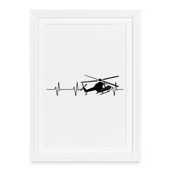 Helicopter Heartbeat Helicopter - Affiche encadrée (27 × 37 cm) - blanc - Devant