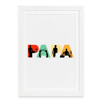 Retro Papa Drummer Vintage Drum Kit T-Shirt - Framed poster (27 × 37 cm) - white - Front