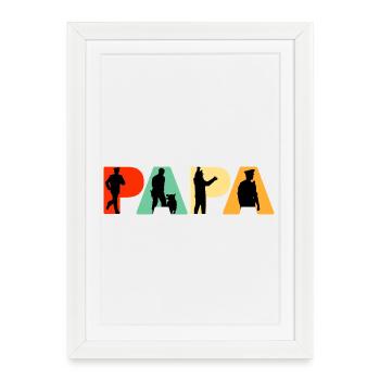 Papa Patrol Officer Vintage Police Silhouette - Framed poster (27 × 37 cm) - white - Front