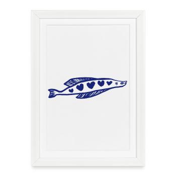 POISSON CŒUR - Affiche encadrée (27 × 37 cm) - blanc - Devant