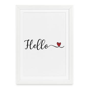 Bonjour Typographie du cœur - Affiche encadrée (27 × 37 cm) - blanc - Devant