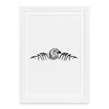 Tatouage tribal Eagle Head, noir et gris - Affiche encadrée (27 × 37 cm) - blanc - Devant