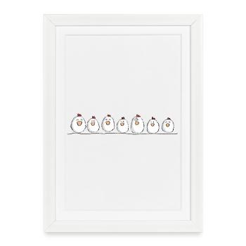 Poulets sur le poulet - Affiche encadrée (27 × 37 cm) - blanc - Devant