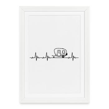 Caravan Camping Heartbeat frequency pulse ECG - Framed poster (27 × 37 cm) - white - Front