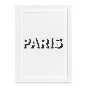 Paris Typographie Logo Lettrage Icône Graphique - Affiche encadrée (27 × 37 cm) - blanc - Devant