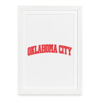 Lettrage Varsity d’Oklahoma City - Affiche encadrée (27 × 37 cm) - blanc - Devant