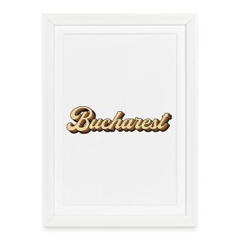 Bucharest Vintage Lettering - Framed poster (27 × 37 cm) - white - Front