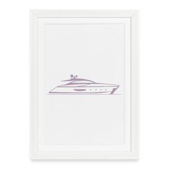 Motorboat Yacht Silhouette Minimal Design - Framed poster (27 × 37 cm) - white - Front