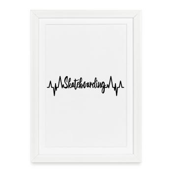 Planche à roulettes ECG Heart Line - Affiche encadrée (27 × 37 cm) - blanc - Devant