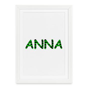 Vorname "Anna" - Neon Style - Gerahmtes Poster (27 × 37 cm) - Weiß - Vorne