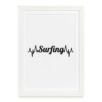 Surfing heartbeat - Framed poster (27 × 37 cm) - white - Front
