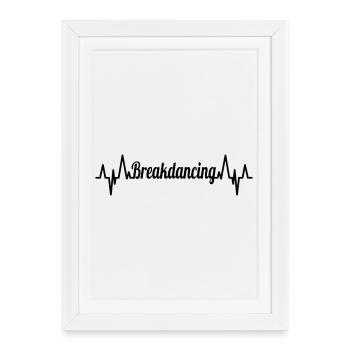Breakdance ECG Heartline - Affiche encadrée (27 × 37 cm) - blanc - Devant
