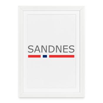 Drapeau de la Norvège - Sandnes - Norge - Norwegen - Affiche encadrée (27 × 37 cm) - blanc - Devant
