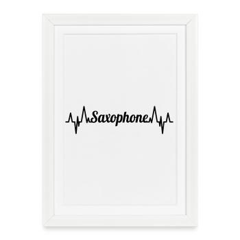 Saxophone ECG Heartline - Affiche encadrée (27 × 37 cm) - blanc - Devant
