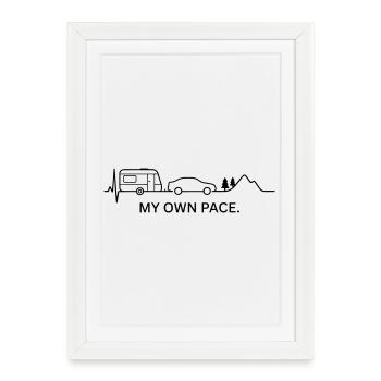 À MON PROPRE RYTHME. (Caravan - ECG - couleur personnalisable) - Affiche encadrée (27 × 37 cm) - blanc - Devant