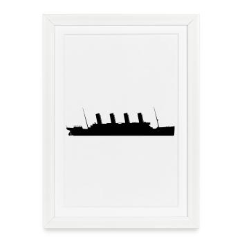 Titanic Silhouette Ship Design Minimalist - Framed poster (27 × 37 cm) - white - Front