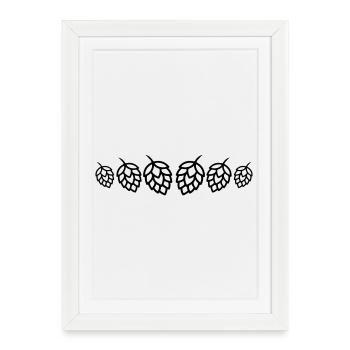 Symbole des bourgeons du houblon - Affiche encadrée (27 × 37 cm) - blanc - Devant