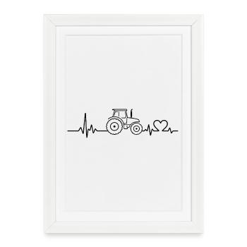 Fréquence cardiaque ECG de pouls de tracteur - Affiche encadrée (27 × 37 cm) - blanc - Devant