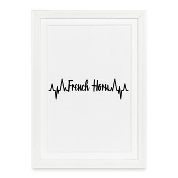 French horn ECG heartline - Framed poster (27 × 37 cm) - white - Front