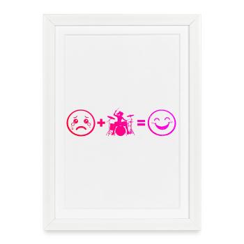 Jouer de la batterie Cadeau pour un batteur - Affiche encadrée (27 × 37 cm) - blanc - Devant