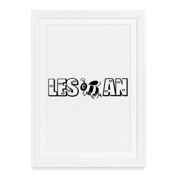 LesBEEan – Lesbian Pride Funny Bee Word Play - Framed poster (27 × 37 cm) - white - Front