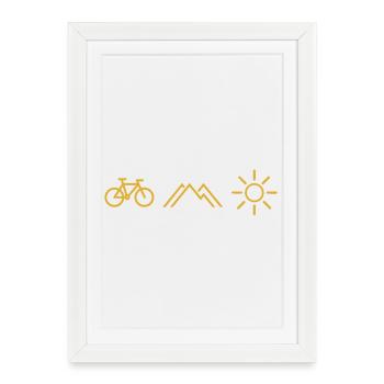 Soleil de cyclisme d’été en montagne - Affiche encadrée (27 × 37 cm) - blanc - Devant