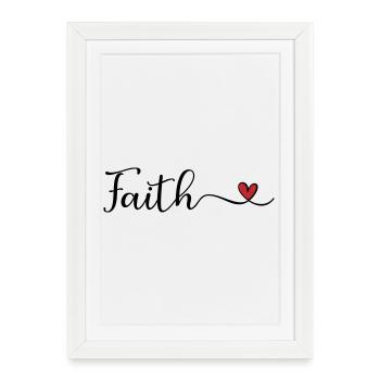 Faith Typography with a Heart - Framed poster (27 × 37 cm) - white - Front