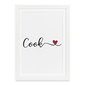 Cook with a Heart Typography Gift - Framed poster (27 × 37 cm) - white - Front